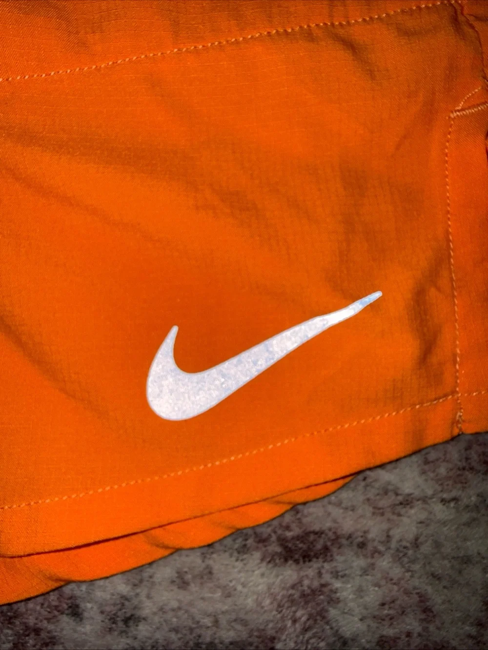 Nike Men’s Bright Orange Running Shorts with Reflective Swoosh
